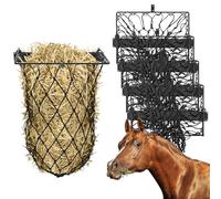 Yaocom 4 Set Wall Mount Hay Feeder with Net Collapsible Hay Rack with Net Slow Feeder for Horses Goats (Black)