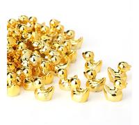 Yaocom 50 Pcs Christmas Mini Golden Duck Statue Bulk Golden Duck Figurines Micro Garden Landscape Dollhouse Cake Decoration Potted Plants DIY Craft Charms for Party Christmas Thanksgiving Gift