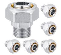 Yaocom 6 Pcs 3/4" Straight Air Piping Fittings, Brass-nickel Plated, 200psi, Tubing Fittings for Shop Compressed Air Line System Kit