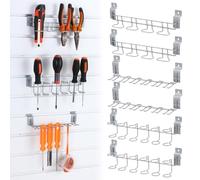 Yaocom 6 Pcs Slatwall Screwdriver Holders Slat Boards Organizer Slatwall Hooks Hangers Plier Holders Accessory Multi Tool Organizer Racks for Garage Shop Retail Store Display, 2 Size 3 Style (Gray)