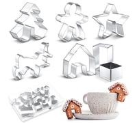Yaocom 7 Pcs Christmas Mug Topper Cookie Cutters Mug Hugger Cookie Cutters over The Edge Cup Rim Cookies Cutter Stainless Steel for Christmas Coffee Mugs Hanging Gingerbread House DIY Cake Decoration