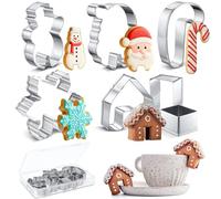 Yaocom 7 Pcs Stainless Steel Christmas Mug Hugger Cookie Cutter Gingerbread House Cookies Cutters Christmas Mugs Rim Cookie Cutters for Xmas Coffee Mug Topper Cookies DIY Cake Decoration