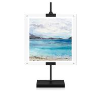 Yaocom Adjustable Metal Easel Stand with Acrylic Floating Photo Frame 16.5" Tabletop Frame Stand for Display, Poster or Signs Floor Heavy Duty Easel for Weeding Home Exhibition Restaurant(Black)