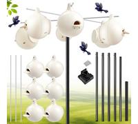 Yaocom Complete Purple Martin Gourds and Pole Package Include 15' Telescoping Martin House Pole, 8 Gourd House and 4 Hangers & Mounting Accessories Durable Birdhouse Mounting System-Easy Assembly
