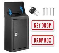 Yaocom Key Lockable Box with 2 Pcs Reflective Sign 10 x 5.5 x 3 Inch Metal Locking Mailbox Hanging Secure Postbox with 2 Keys for Outside Office Business Home Indoor Use(Black)