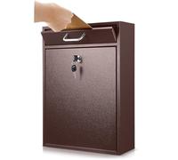 Yaocom Locking Mailbox with Key for Outdoor 16.2 x 11.2 x 4.7 Inches Large Wall Mount Mail Box with Lock Security Mail Drop Metal Collection Boxes Hanging Secure Postbox(Brown)