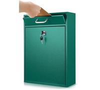 Yaocom Locking Mailbox with Key for Outdoor 16.2 x 11.2 x 4.7 Inches Large Wall Mount Mail Box with Lock Security Mail Drop Metal Collection Boxes Hanging Secure Postbox(Green)