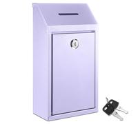Yaocom Metal Donation Box Collection Box Safe Suggestion Box with Lock Wall Mounted Mailbox Delivery Ballot Box Key Box for Home Office Outdoor Door (Morandi Purple,10.24 x 5.71 x 2.95 Inch)