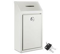 Yaocom Metal Donation Cash Box Collection Safe Suggestion Box with Lock Wall Mounted Mailbox Delivery Ballot Container for Home Office Outdoor Door