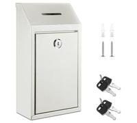 Yaocom Metal Donation Cash Box Collection Safe Suggestion Box with Lock Wall Mounted Mailbox Delivery Ballot Container for Home Office Outdoor Door