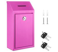 Yaocom Metal Money Donation Cash Box Collection Safe Suggestion Box with Lock Wall Mounted Mailbox Delivery Ballot Container for Home Office Outdoor Farmstand(Rose Red,10.24 x 5.71 x 2.95 Inch)