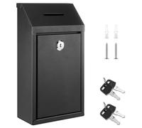 Yaocom Metal Money Drop Donation Cash Box for Farm Stand Collection Safe Suggestion Box with Lock Wall Mounted Mailbox Container for Home Office Outdoor(Black,10.24 x 5.71 x 2.95 Inch)
