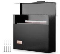 Yaocom Modern Mailboxes for Outside 14.6 x 12.2 x 4 Inches Large Capacity Wall Mount Waterproof Mailbox Steel Rust Proof Metal Post Box Black Metal Mail Box for Home Office School