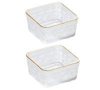 yaocoral 2 Pack 9 OZ Small Square Glass Bowls Vintage Candy Bowl Candy Dish Mini Clear Glass Bowls for Dessert,Snack,Fruit,Yogurt,Breakfast,Dipping,Side Dishes,Kitchen Prep