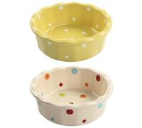 yaocoral 2 Pack Small Dessert Bowls Ceramics Candy Bowl Dot Candy Dish Mini Ceramics Bowls for Dessert,Snack,Fruit,Yogurt,Breakfast,Dipping,Side Dishes,Kitchen Prep (Dot), yellow icecream, tc-001