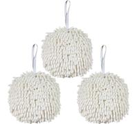 yaocoral 3 Pack Cute Fuzzy Chenille Hand Towel Ball with Hanging Loops