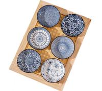 yaocoral 6 Pack 3 oz Small Ceramic Side Dish Japanese Dipping Sauce Dish Soy Sauce Dish Cute Mini Bowls for Sushi,Dipping,Ketchup,Condiment,Snack,BBQ Party (cyan blue)