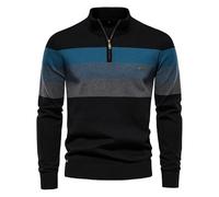 YAODAMAI Fall/Winter New Men's Half-Neck Zip Sweater Casual Pullover Knit Sweater