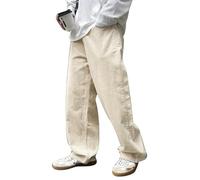 YAODAMAI Männer schlanke und drapierte amerikanische Casualhose 2025 neu Herbst- und Frühlingsmodell lockere gerade Hosen mit modifiziertem Beinpassung Bodenhose für Männer