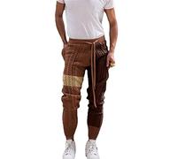 YAODAMAI Men's Color Matching Woolen Knit Pants Casual Drawstring Woolen Trousers Casual Pants Men