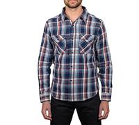 YAODAMAI Men's Long Plaid Long-Sleeved Shirt Slim-fit Men's Plaid Stand Collar Shirt Men's Jacket