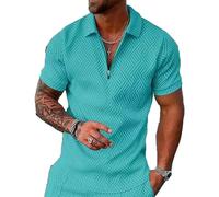 YAODAMAI Men's Polo Shirt with fine Textured Pattern - V-Neck, Soft Feel, Modern and Comfortable at The Same time