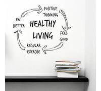 YAODANGM Healthy Living Wall Decor Introduction Home Decoration Bedroom Positive Thinking Vinyl Kitchen Dining Room Wall Art Decor