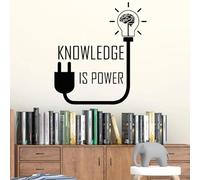 YAODANGM Study Room Wall Stickers: Knowledge is Power, Inspirational Phrases, Brain-Themed Vinyl School Classroom Wall Decals.