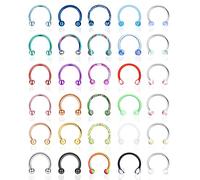 YAODCA 30Pcs 16G Horseshoe Septum Rings Stainless Steel Septum Nose Piercing Jewelry Eyebrow Lip Rings Hoop Cartilage Helix Tragus Earring for Women Men 10MM