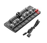 YAODHAOD 12V ARGB HUB 2 Molex 4Pin to 8 PWM Splitter Controller， Support Magic Tape,for Extended 1 to 8 Cooling Fan (2 SATA power supply)
