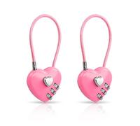 YAODHAOD 2 Pack Combination Lock, 3 Digit Heart Shaped Padlock for School Gym Locker, TSA Approved Cable Luggage Locks, Sports Locker Lock, Luggage,Fence,Backpack,Valentine Gift (Rose Red)