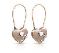 YAODHAOD 2 Pack Combination Lock, 3 Digit Heart Shaped Padlock for School Gym Locker, TSA Approved Cable Luggage Locks, Sports Locker Lock, Luggage,Fence,Backpack,Valentine Gift (Golden)