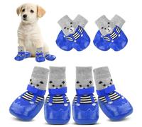 YAODHAOD Anti-Slip Dog Socks for Hardwood Floors,Dog Shoes Hot/Cold Pavement to Prevent Licking Paws,Dog Boots & Paw Protector, Traction Control Booties for Small Dogs(4PCS)(Blue, Small)