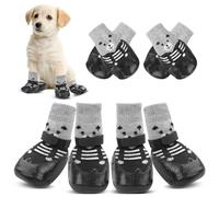 YAODHAOD Anti-Slip Dog Socks for Hardwood Floors,Dog Shoes Hot/Cold Pavement to Prevent Licking Paws,Dog Boots & Paw Protector, Traction Control Booties for Small Dogs(4PCS) (Black, Medium)