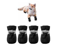 YAODHAOD Dog Shoes，Anti Slip Dog Boots Paw Protector, These Comfortable Soft Soled Dog Shoes are with Reflective Straps, for Small Dog (6, black)