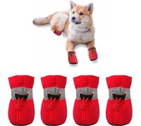 YAODHAOD Dog Shoes，Anti Slip Dog Boots Paw Protector, These Comfortable Soft Soled Dog Shoes are with Reflective Straps, for Small Dog (5, Red)