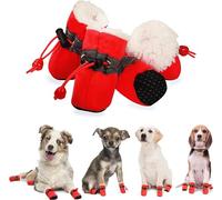 YAODHAOD Dog Shoes, Boots Paw Protector, Winter Warm Comfortable Soft Soled Skidproof Sneakers With Reflective Straps, for Small Dogs (Size 3: 4x3 cm(L*W), Red)