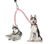 YAODHAOD Double Dog Leash,Two Dog Leash Splitter, No Tangle 360° Swivel Rotation Reflective Lead, Adjustable Length Bungee Heavy Duty Walking Training Dual Extension (Pink)