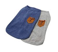 YAODHAOD Minimalist Cat T-Shirt, Clothes for Mini and Small Dogs & Cats (2pack) - Blue & Gray Cotton (XL)