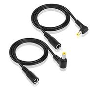 YAODHAOD Right Angle DC 5.5mm x 2.5mm Power Extension Cable,18AWG DC5525 Male to Female 90 Degree Yellow Tuning Fork Plug Power Adapter Cord for CCTV Security Camera,Strip Lihgt,Car (2 Pack) (0.5M)