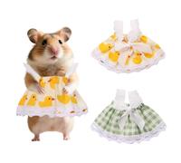 YAODHAOD Small Animal Lace Dress, Hamster Guinea Pig Bunny Tiny Party Costume Mini Pet Tutu Outfit, Ideal for Daily Wear Birthday Photoshoot Holiday for Dwarf Hamster Gerbil Rat (Duck Print & Green)