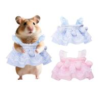 YAODHAOD Small Animal Lace Dress, Hamster Guinea Pig Bunny Tiny Party Costume Mini Pet Tutu Outfit, Ideal for Daily Wear Birthday Photoshoot Holiday for Dwarf Hamster Gerbil Rat (Pink & Blue)