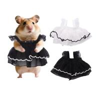 YAODHAOD Small Animal Lace Dress, Hamster Guinea Pig Bunny Tiny Party Costume Mini Pet Tutu Outfit, Ideal for Daily Wear Birthday Photoshoot Holiday for Dwarf Hamster Gerbil Rat (Black & White)