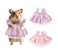 YAODHAOD Small Animal Lace Dress, Hamster Guinea Pig Bunny Tiny Party Costume Mini Pet Tutu Outfit, Ideal for Daily Wear Birthday Photoshoot Holiday for Dwarf Hamster Gerbil Rat (Pink & Purple)