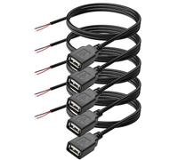 YAODHAOD USB A to bare cable, pack of 5, 1 m, 22 AWG, 5 V, 3 A, for power and data transmission, pigtail, repair box on the tail, cable, DIY (power cable 22AWG, USB A socket)