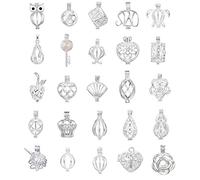 Yaoding 10pcs Mix Jewelry Making Supplies Silver Plated Bead Cage Pendant - Add Your Own Pearls, Stones, Rock to Cage,Add Perfume Essential Oils to Create a Scent Diffusing Pendant Charms