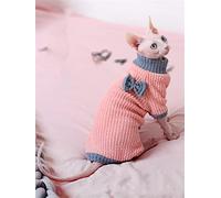 YAOER Hairless cat Sphinx Devon clothes Christmas autumn and winter warm skin-friendly 4 feet clothes,Pink,M