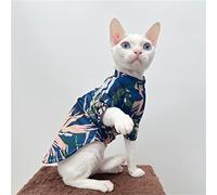 YAOER Hairless cat Sphinx Devon pet cat clothes summer mesh vest breathable elastic skin-friendly and comfortable, blue, L