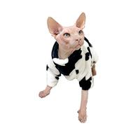 YAOER Hairless cat Sphinx Devon pet cat clothes thickening autumn and winter warm fleece sweater coat, cow print sweater, L-