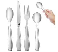Yaofafa Weighted Utensils for Hand Tremors, Parkinson's, and Elderly Users - 4pc Adaptive Utensils for Elderly Set, Stainless Steel, Heavy-Weight Design for Stability, Ideal for Daily Meals & Travel